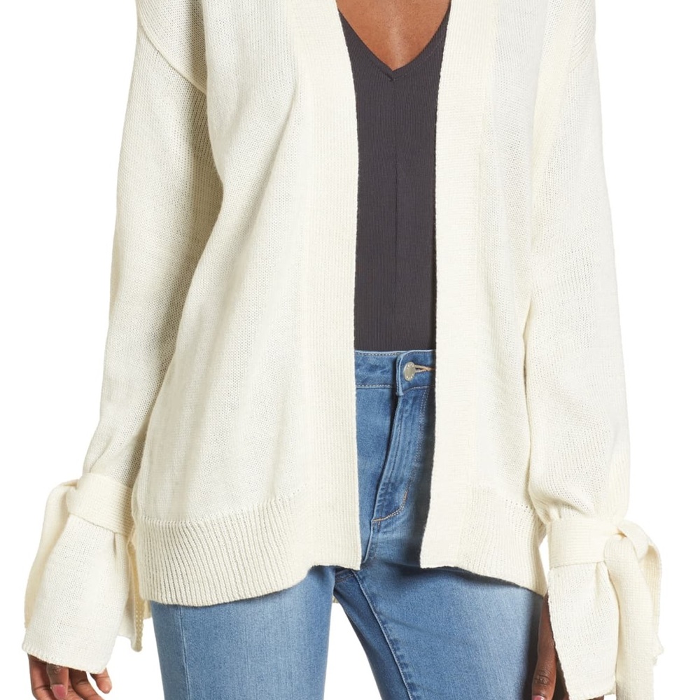 NWT J.O.A. Tie Sleeve Cardigan in Cream Size XS